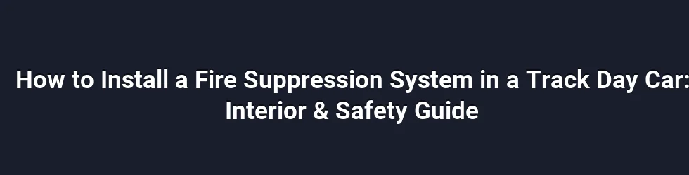 How to Install a Fire Suppression System in a Track Day Car: Interior & Safety Guide