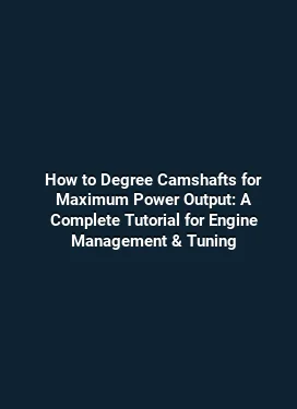 How to Degree Camshafts for Maximum Power Output: A Complete Tutorial for Engine Management & Tuning