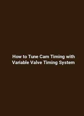 How to Tune Cam Timing with Variable Valve Timing System