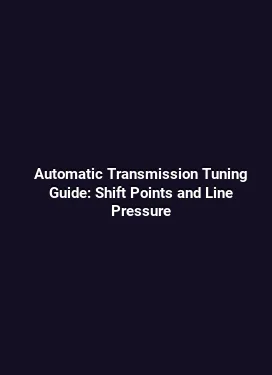 Automatic Transmission Tuning Guide: Shift Points and Line Pressure