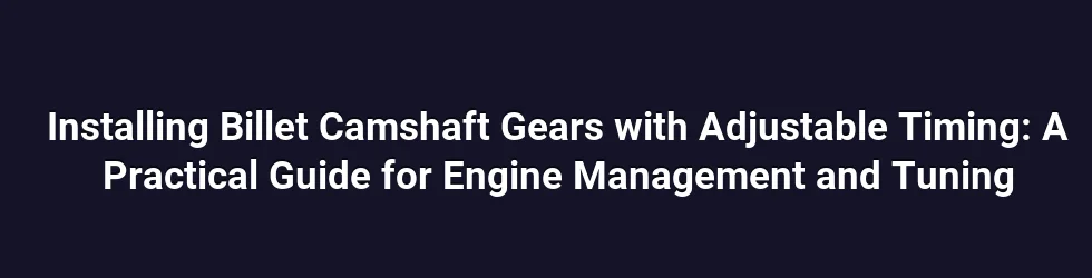 Installing Billet Camshaft Gears with Adjustable Timing: A Practical Guide for Engine Management and Tuning