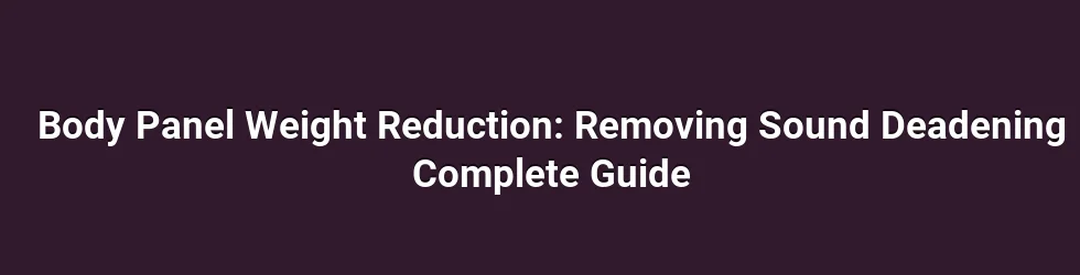 Body Panel Weight Reduction: Removing Sound Deadening Complete Guide