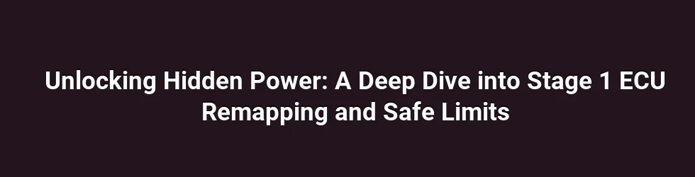 Unlocking Hidden Power: A Deep Dive into Stage 1 ECU Remapping and Safe Limits