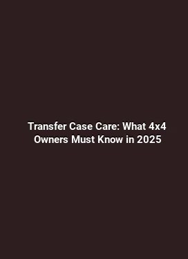 Transfer Case Care: What 4x4 Owners Must Know in 2025