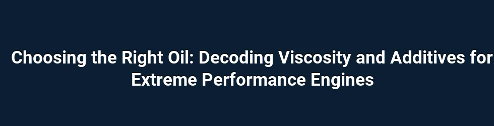 Choosing the Right Oil: Decoding Viscosity and Additives for Extreme Performance Engines
