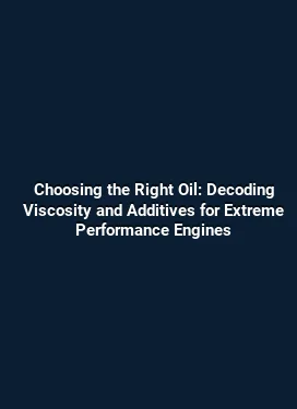 Choosing the Right Oil: Decoding Viscosity and Additives for Extreme Performance Engines
