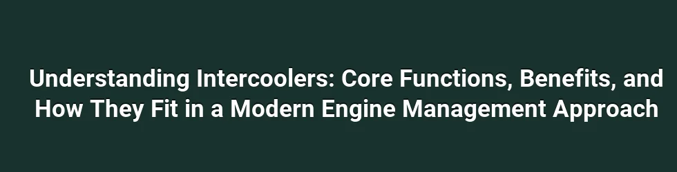 Understanding Intercoolers: Core Functions, Benefits, and How They Fit in a Modern Engine Management Approach