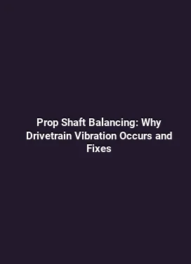 Prop Shaft Balancing: Why Drivetrain Vibration Occurs and Fixes