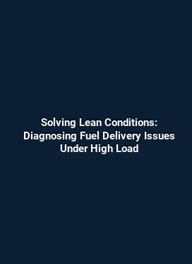 Solving Lean Conditions: Diagnosing Fuel Delivery Issues Under High Load