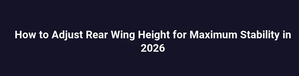 How to Adjust Rear Wing Height for Maximum Stability in 2026